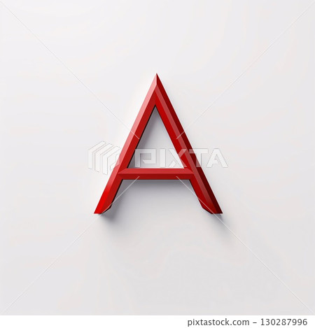 letter A in the form of a red triangle on a white background letter A in the form of a red triangle on a white background 130287996