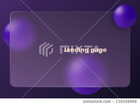 Dark landing page background with glassmorphism panel and violet spheres Dark landing page background with glassmorphism panel and violet spheres 130288068