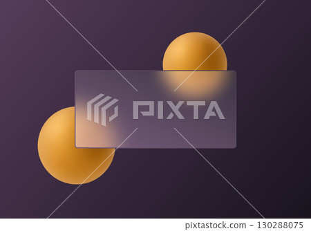 Vector glass panel with glowing orange spheres on dark purple background Vector glass panel with glowing orange spheres on dark purple background 130288075