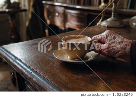 A blissful coffee break for the elderly A blissful coffee break for the elderly 130288246