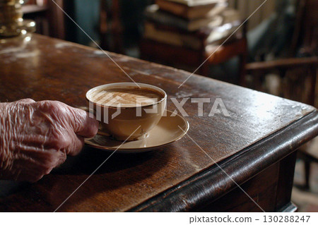 A blissful coffee break for the elderly 130288247