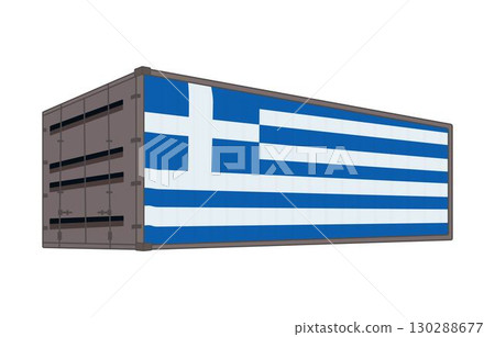 Greece national flag with shipping container 130288677