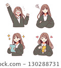 Anime style girl, facial expression variations 130288731