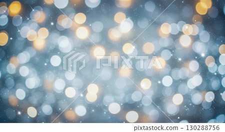 Abstract christmas background with gold and blue bokeh lights, festive holiday texture with sparkling glitter for new year celebration, winter magic concept 130288756