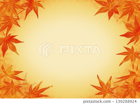 秋葉觀賞水彩溫暖的秋天色彩背景框架 130288924