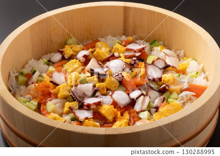 Chirashizushi (octopus, salmon, scallops, whitebait, flying fish roe) 130288995