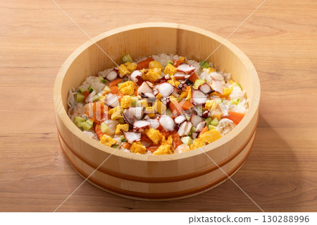 Chirashizushi (octopus, salmon, scallops, whitebait, flying fish roe) 130288996