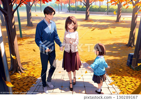 秋天的小徑和家人 秋天的小徑和家人 130289167