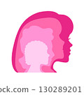 Pink women' faces overlapping each other.  130289201