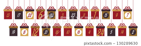 hanging advent calendar 24 christmas gifts isolated vector illustration hanging advent calendar 24 christmas gifts isolated vector illustration 130289630