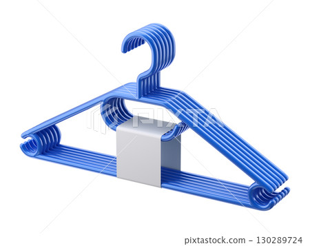 Blue plastic hanger package with empty label isolated on white background - 3d illustration 130289724