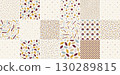 Collection of vector seamless colorful patterns. Trendy vintage textile design. Simple unusual prints 130289815