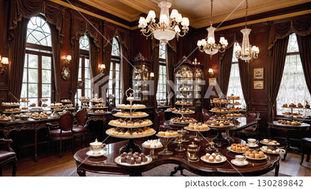 A luxurious room filled with cakes and sweets A luxurious room filled with cakes and sweets 130289842