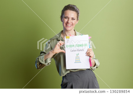 Positive Green Economy: Woman with Heart Hands Positive Green Economy: Woman with Heart Hands 130289854