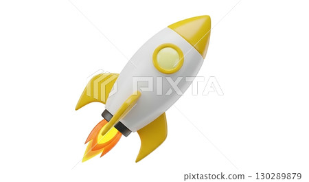 yellow rocket with yellow arrow 130289879