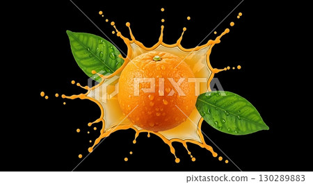 splash of orange in the water with bubbles 130289883