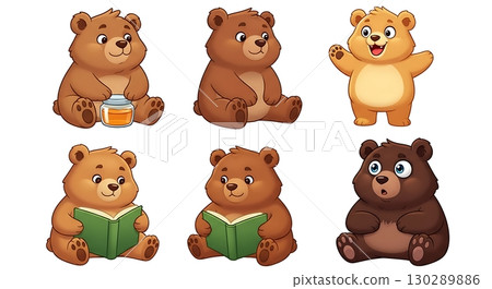 set of bear icons set of bear icons 130289886