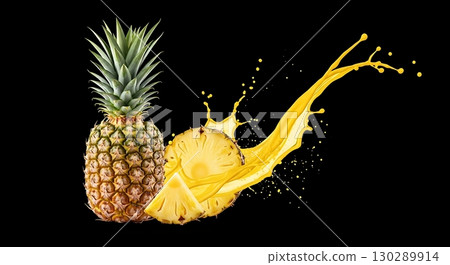 pineapple in water splash 130289914