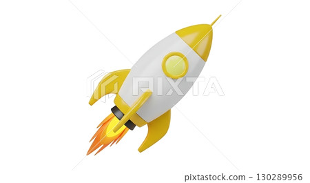 yellow rocket with the sky on white background yellow rocket with the sky on white background 130289956