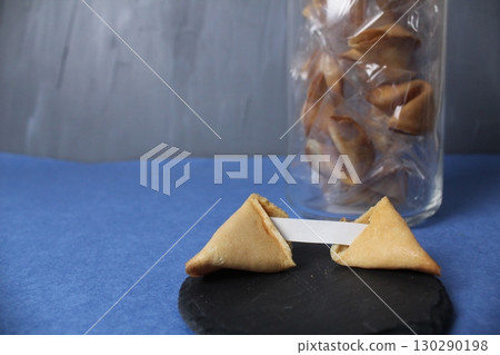 Prediction on cookies. Asian New Year Copyspace Traditions on Blue Background Prediction on cookies. Asian New Year Copyspace Traditions on Blue Background 130290198