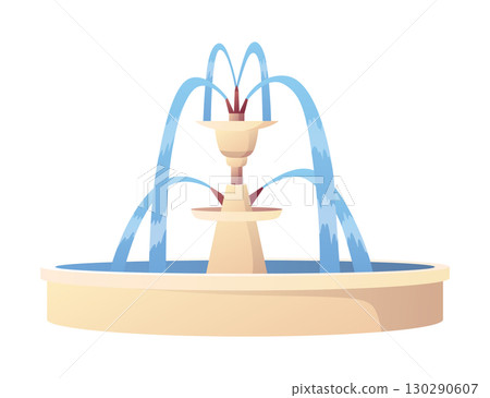 Fountain illustration with water jets Fountain illustration with water jets 130290607