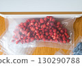 Vacuum sealer of strawberries, honeysuckle in bag, packaging for long-term storage . Vacuum packing machine 130290788