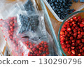 Vacuum sealer of strawberries, honeysuckle in bag, packaging for long-term storage . Vacuum packing machine 130290796