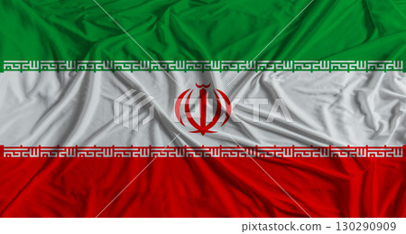 Iranian flag with fabric texture background. National flag of Iran with cloth texture Iranian flag with fabric texture background. National flag of Iran with cloth texture 130290909
