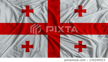 Georgian flag with fabric texture background. National flag of Georgia with cloth texture Georgian flag with fabric texture background. National flag of Georgia with cloth texture 130290915