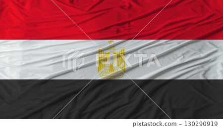 Close up of Egypt flag waving. Flag of Egypt with cloth texture 130290919