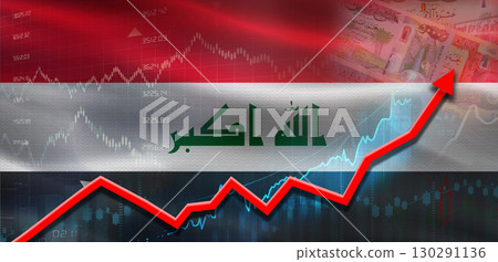 Iraq financial growth on market graph. Iraq economic growth on financial graph 130291136