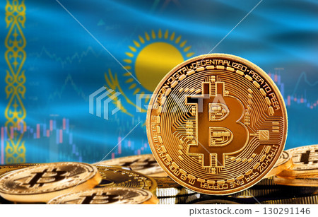 Investors in cryptocurrency and Blockchain Technology in Kazakhstan, Concept. Bitcoin with Kazakhstan flag in the background Investors in cryptocurrency and Blockchain Technology in Kazakhstan, Concept. Bitcoin with Kazakhstan flag in the background 130291146