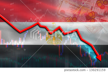 Egypt financial fall on economy market. Egypt financial crisis on economic graph Egypt financial fall on economy market. Egypt financial crisis on economic graph 130291159