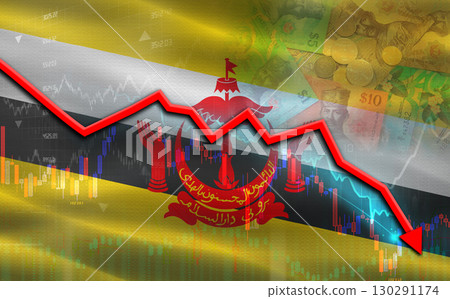 Brunei financial fall on economy market. Brunei financial crisis on economic graph Brunei financial fall on economy market. Brunei financial crisis on economic graph 130291174