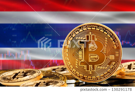 Investors in cryptocurrency and Blockchain Technology in Thailand, Concept. Bitcoin with Thailand flag in the background Investors in cryptocurrency and Blockchain Technology in Thailand, Concept. Bitcoin with Thailand flag in the background 130291178