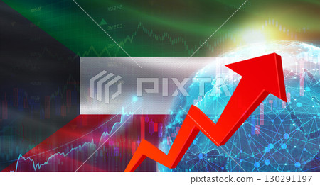 Global financial growth with Kuwait flag. Financial growth with Kuwait flag on economic background Global financial growth with Kuwait flag. Financial growth with Kuwait flag on economic background 130291197