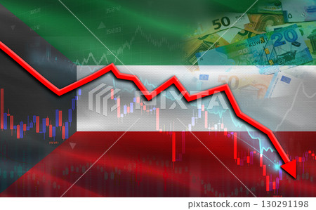 Kuwait financial fall on economy market. Kuwait financial crisis on economic graph Kuwait financial fall on economy market. Kuwait financial crisis on economic graph 130291198