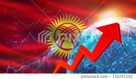 Global financial growth with Kyrgyzstan flag. Financial growth with Kyrgyzstan flag on economic background Global financial growth with Kyrgyzstan flag. Financial growth with Kyrgyzstan flag on economic background 130291202