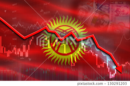 Kyrgyzstan financial fall on economy market. Kyrgyzstan financial crisis on economic graph Kyrgyzstan financial fall on economy market. Kyrgyzstan financial crisis on economic graph 130291203