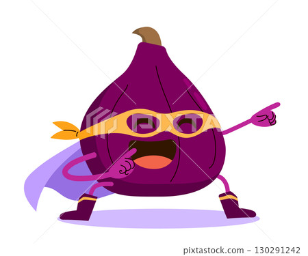 Cute Fig Character Making Funny Pose On White Background Cute Fig Character Making Funny Pose On White Background 130291242