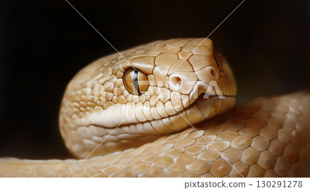 Close-up image of snake scales, eyes, and head showing detail, nature, and reptile texture Close-up image of snake scales, eyes, and head showing detail, nature, and reptile texture 130291278