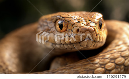 Closeup image of a snake with detailed scales and eyes in natural wildlife setting 130291279