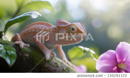 Chameleon reptile in nature showcasing wildlife photography with lizard and animal camouflage. Chameleon reptile in nature showcasing wildlife photography with lizard and animal camouflage. 130291333