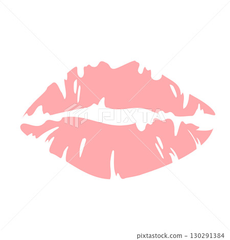 Pink Lipstick Kiss Isolated On White Background 130291384