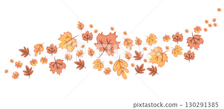 Swirl Background Of Autumn Leaves Isolated On White Background 130291385