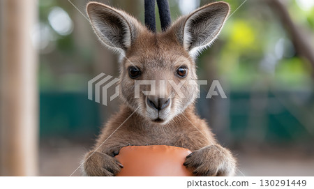 Kangaroo in the wild: marsupial nature in the Australian outback with animal closeup details 130291449
