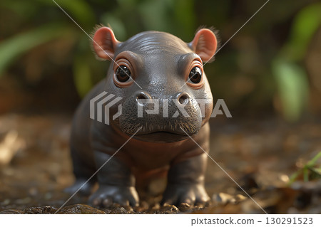 Adorable baby hippo in the wild, exploring the nature with a cute, endearing presence. Adorable baby hippo in the wild, exploring the nature with a cute, endearing presence. 130291523
