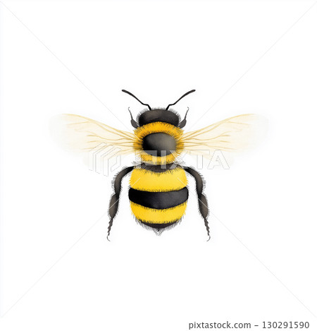 Closeup of a bumblebee with yellow and black stripes, an insect in its natural environment 130291590