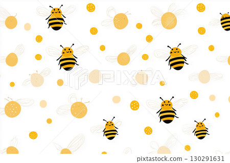 Cute bee pattern with honey insects and yellow nature in a summer wildlife decoration design 130291631