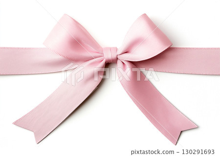 Elegant pink ribbon bow decoration for gift, celebration, or festive fabric wrap Elegant pink ribbon bow decoration for gift, celebration, or festive fabric wrap 130291693